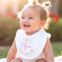 Aye Do Gifts Women's Personalised Pink Roses Baby Outfit - Bib in White