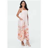 Izabel London Women's Floral Border Print Cami Midi Dress in Pink | Size: 10