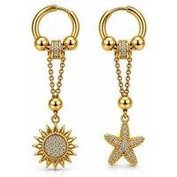 Luxe Tones Women's Seluna Luxe 18k Gold Plated Celestial Sun & Star Charm Hoop Earrings
