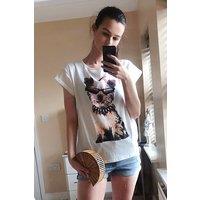 CY Women's Yorkshire Terrier Graphic T-Shirt in White | Size: Medium/Large