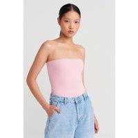 Dilvin Women's Strapless Slim-fit Jersey Blouse in Pale Pink | Size: Large