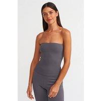 Dilvin Women's Strapless Bodycon Bandeau Blouse in Charcoal | Size: Large