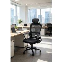 Living and Home Breathable Ergonomic Mesh Office Chair with Adjustable Headrest in Black