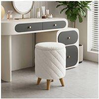 Living and Home Modern Round Storage Ottoman in White