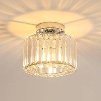Pheashine Crystal Ceiling Light, Round Flush Mount, E27 Socket, Modern Fixture in Silver