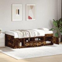 Berkfield Home Daybed with Drawers without Mattress Smoked Oak 100x200 cm in Brown