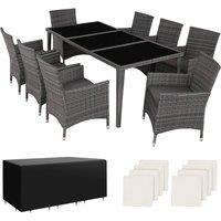 tectake Garden Table & Chairs Menorca in Grey | Size: XL