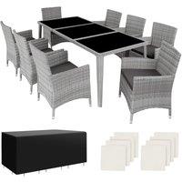 tectake Garden Table & Chairs Menorca in Light Grey | Size: XL