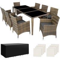 tectake Garden Table & Chairs Menorca in Natural | Size: XL