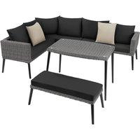 tectake Rattan lounge set with aluminum frame, Pula in Grey | Size: 4 Person