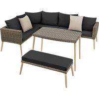 tectake Rattan lounge set with aluminum frame, Pula in Natural | Size: 4 Person