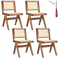 tectake Accent Chair Lizzy Set Of 4 - Dark Oak in Dark Brown | Size: 4 Pack