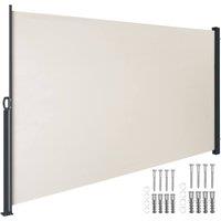 tectake Extendable Side Awning with Roll-up Mechanism, Opaque in Beige | Size: 300 cm x 180 cm