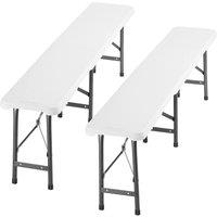 tectake Set of 2 Beer Benches Panja, Weatherproof, 500 kg Weight Capacity in White