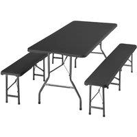 tectake Camping Table Set Panja Foldable, Weatherproof, Seats 8 in Dark Grey | Size: 4 Person