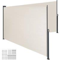 tectake Extendable Double-sided Awning with Roll-up Mechanism in Beige | Size: 300 cm x 180 cm