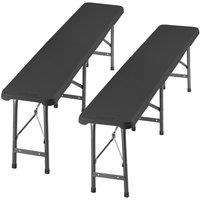 tectake Set of 2 Beer Benches Panja, Weatherproof, 500 kg Weight Capacity in Dark Grey
