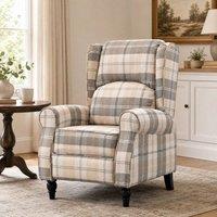 STILVORA Recliner Armchair with Footrest & Khaki Upholstery in Beige