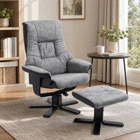 STILVORA Recliner Armchair with Footstool Grey