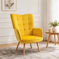 STILVORA Tufted Wingback Armchair in Yellow Velvet