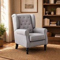 STILVORA Wingback Armchair in Grey Linen