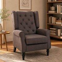 STILVORA Wingback Chair with Linen Upholstery Brown