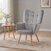 STILVORA Tufted Armchair in Grey Velvet