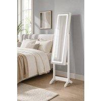 STILVORA Jewellery Cabinet with LED & Full-Length Mirror White