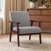 STILVORA Armchair Grey Linen-Look Upholstered