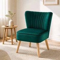 STILVORA Occasional Chair with Rubberwood Legs in Green Velvet