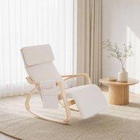 STILVORA Rocking Lounge Chair with Adjustable Leg Rest in Cream