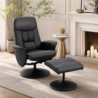 STILVORA Recliner Armchair & Ottoman Set with High Back Black