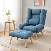 STILVORA Blue Recliner Chair with Ottoman