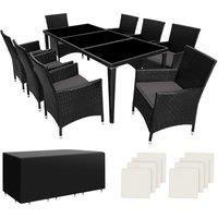 tectake Garden Table & Chairs Menorca in Black | Size: XL
