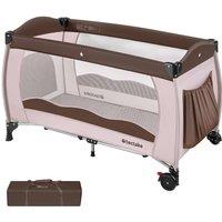 tectake Travel Cot in Brown | Size: Large