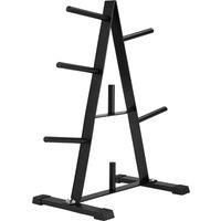tectake Rack - For Weight Plates, 7 Holders, Load Capacity 200 Kg in Black