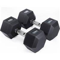 Core Balance Hex Dumbbell Pairs PVC Encased Cast Iron 2.5kg to 30kg in Black | Size: 17.5kg