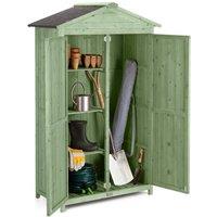 Christow Small Garden Shed Slim Double Door Outdoor Storage with Three Shelves in Green