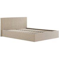 Lemon Pavilion Furniture Berlin Ottoman Double Bed Frame- Velvet - Flat Pack in Beige