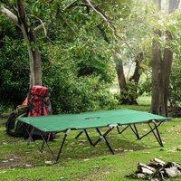 OUTSUNNY Double Camping Folding Cot Outdoor Portable Sunbed in Green