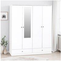 Seconique Denver 4 Door 2 Drawer Mirrored Wardrobe - WHITE GLOSS