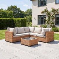 Artemis Home Saviano 5 Seat Modular L-Shaped Rattan Corner Set in Tan