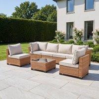 Artemis Home Saviano 6 Seat Modular Rattan Conversation Set in Tan