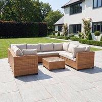 Artemis Home Saviano 8 Seat Modular U-Shaped Rattan Corner Set in Tan