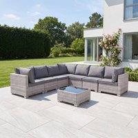 Artemis Home Saviano 7 Seat Modular Large L-Shaped Rattan Corner Set in Grey