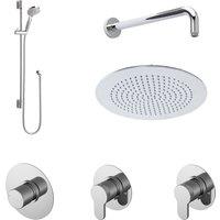 Balterley 2 Outlet Concealed Valves Slide Rail Kit Wall Mount Arm Head in Silver