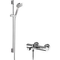 Balterley Wall Mount Thermostatic Bath Shower Mixer Tap Slimline Slide Rail in Silver