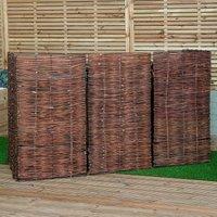 Samuel Alexander 1.16m x 1.83m Triple Garden Patio Willow Wheelie Bin Screen Hideaway in Brown
