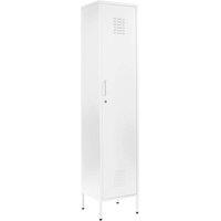 Moderna White Metal Tall Locker Cabinet, 3 Shelves, 1 Door for Home or Office