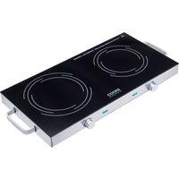 Cooks Professional Double Electric Ceramic Hob Portable Hotplate 2800W in Black